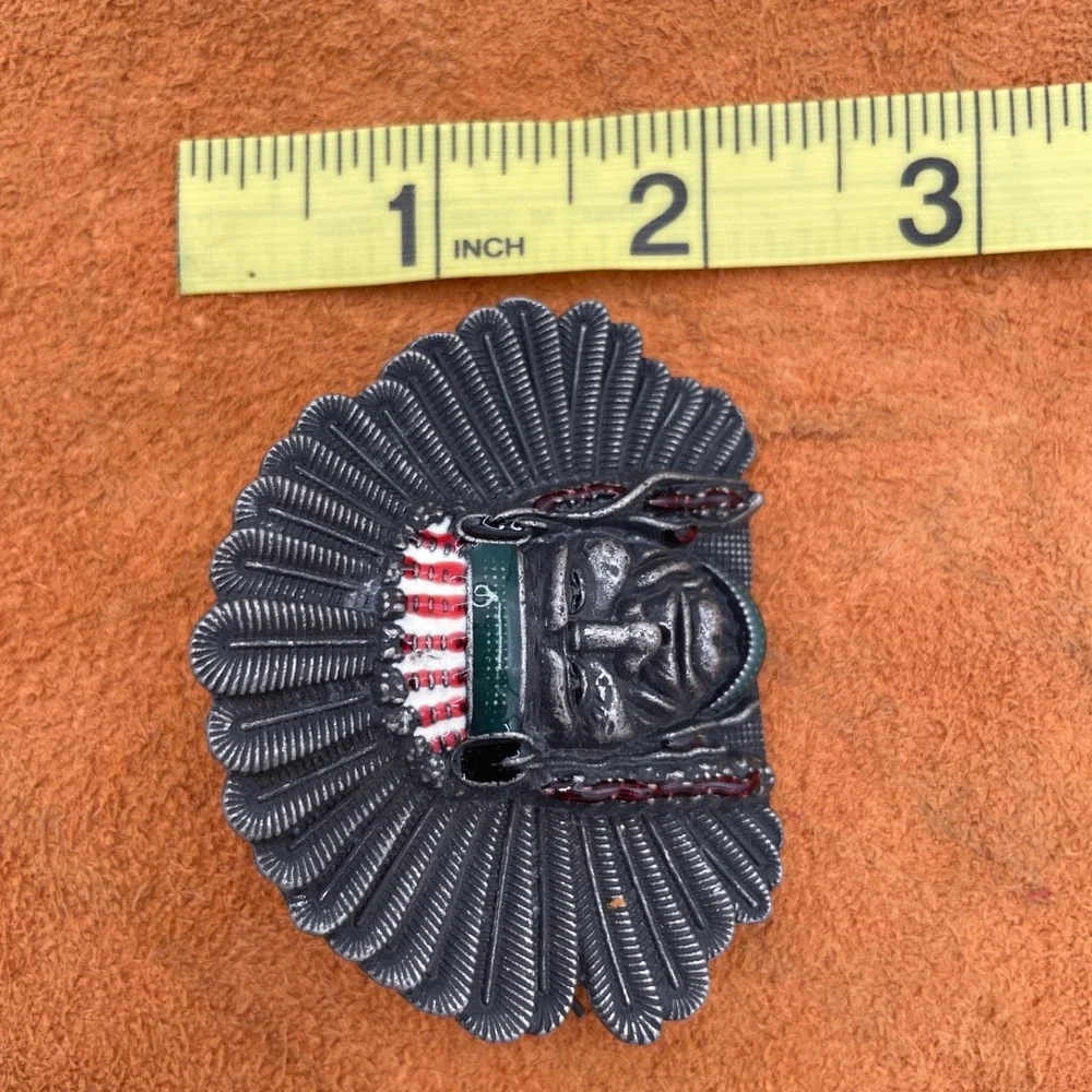 Native American Chief Headdress Belt Buckle